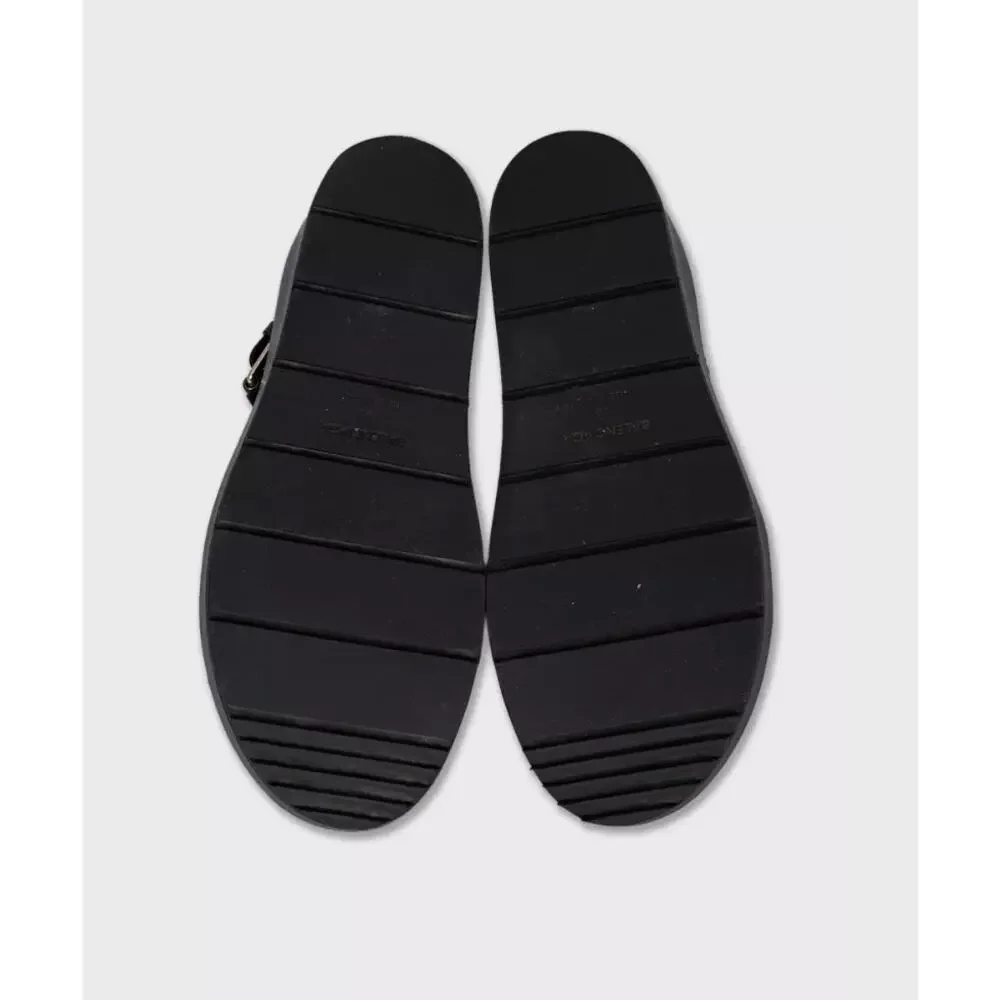 Balenciaga Black Leather Silver-Tone Sandals, EU 38